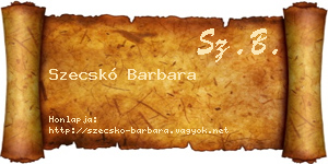 Szecskó Barbara névjegykártya