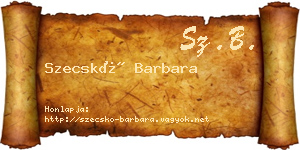 Szecskó Barbara névjegykártya